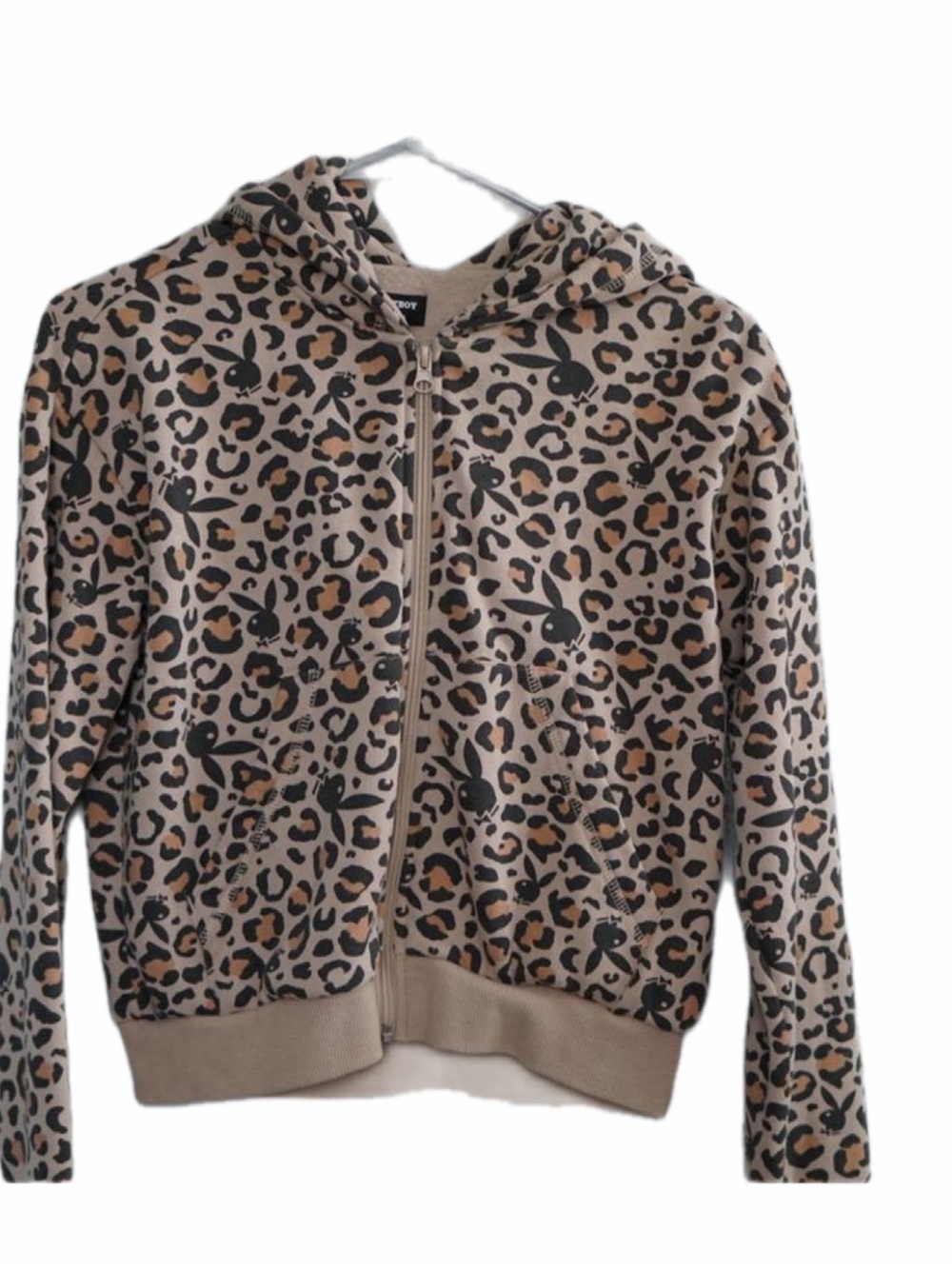 PLAYBOY X PACSUN Leopard Print Zip Hoodie Jacket - Beige & Black